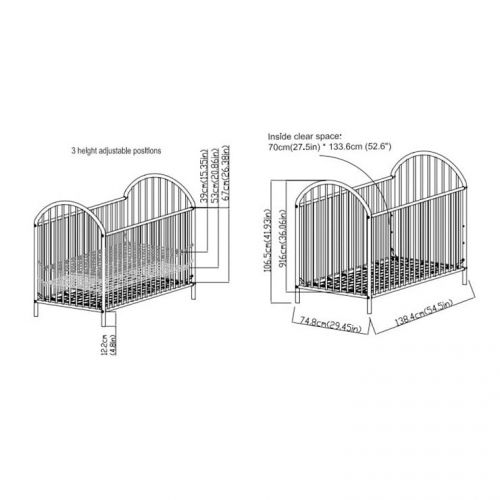  Ameriwood Home Adjustable Pink Metal Crib by Cosco by Ameriwood Home