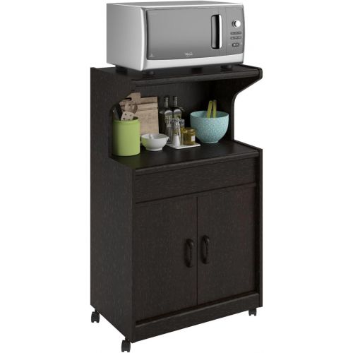  Ameriwood Home Reggie Microwave Cart with Shelf, Espresso