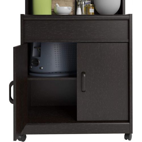  Ameriwood Home Reggie Microwave Cart with Shelf, Espresso