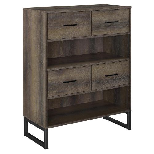  Ameriwood Home 9665096COM Candon Bookcase with Bins, Distressed Brown Oak