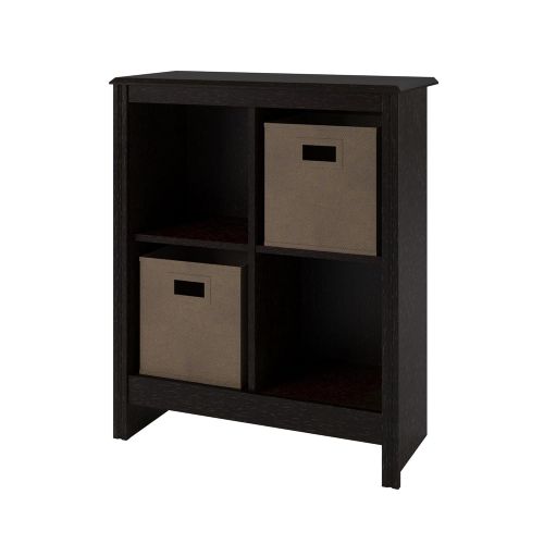  Ameriwood Home Ameriwood 4-Cube Cubby Bookcase with 2-Storage Bins, Black Roast