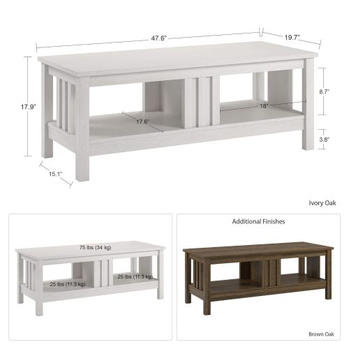  Ameriwood Home Adams Coffee Table, Ivory Oak