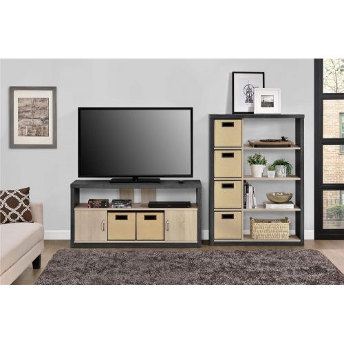 Ameriwood Home Winlen TV Stand for TVs up to 50 with 2 Fabric Bins, Espresso