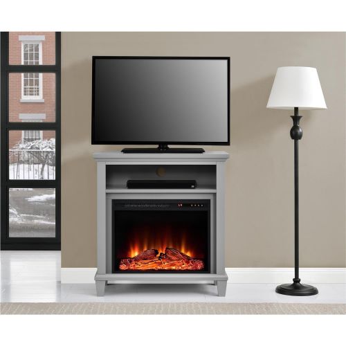 Ameriwood Home Ellington Electric Fireplace Accent Table TV Stand for TVs up to 32, Gray