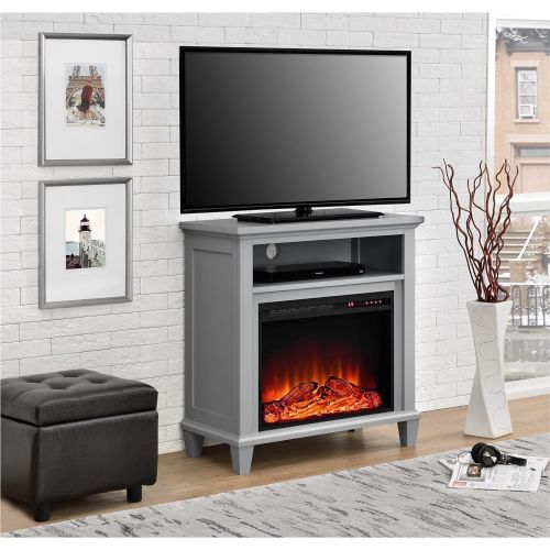  Ameriwood Home Ellington Electric Fireplace Accent Table TV Stand for TVs up to 32, Gray