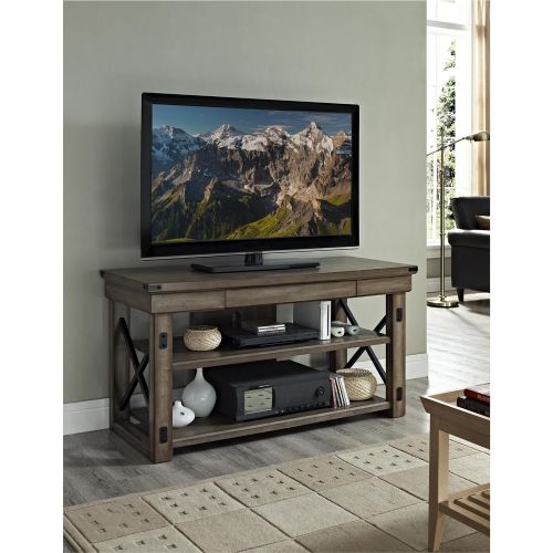  Ameriwood Home 1735096 Wildwood Wood Veneer TV Stand for TVs up to 50, Rustic Gray