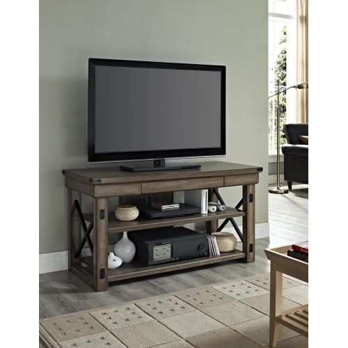  Ameriwood Home 1735096 Wildwood Wood Veneer TV Stand for TVs up to 50, Rustic Gray