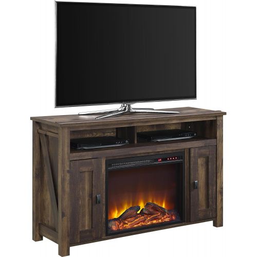  Ameriwood Home Farmington Electric Fireplace TV Console for TVs up to 50, Rustic & Farmington Night Stand, Rustic,Small, Century Barn Pine -