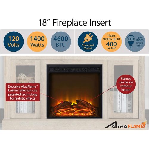  Ameriwood Home Mesh Front Electric Fireplace Insert, 18 x 18, Black