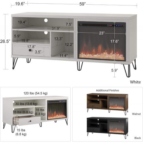  Ameriwood Home Owen Fireplace TV Stand up to 65 in White