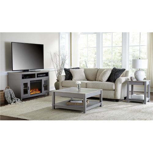  Ameriwood Home Carver Electric Fireplace TV Stand for TVs up to 60 Wide, Gray