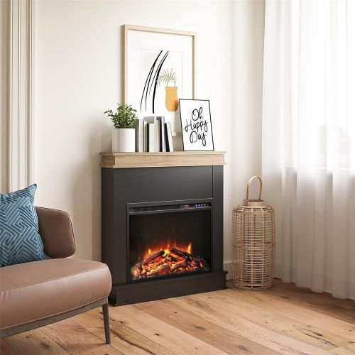  Ameriwood Home Mateo Fireplace Mantel, Black