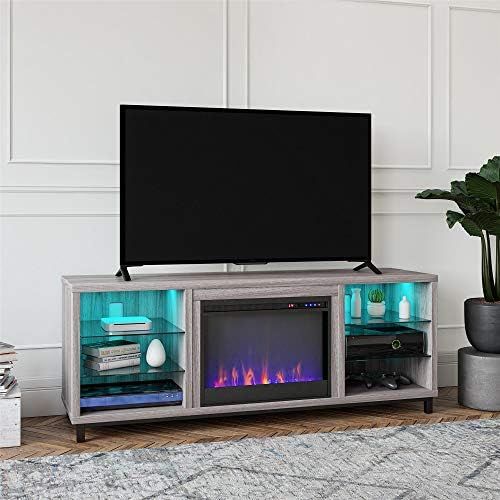  Ameriwood Home Lumina Fireplace TV Stand for TVs up to 70 (Light Walnut)