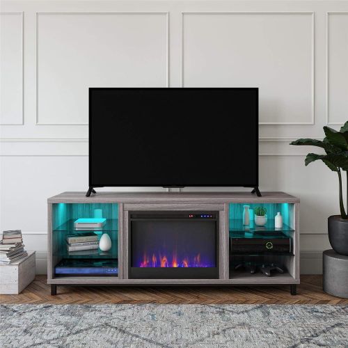  Ameriwood Home Lumina Fireplace TV Stand for TVs up to 70 (Light Walnut)