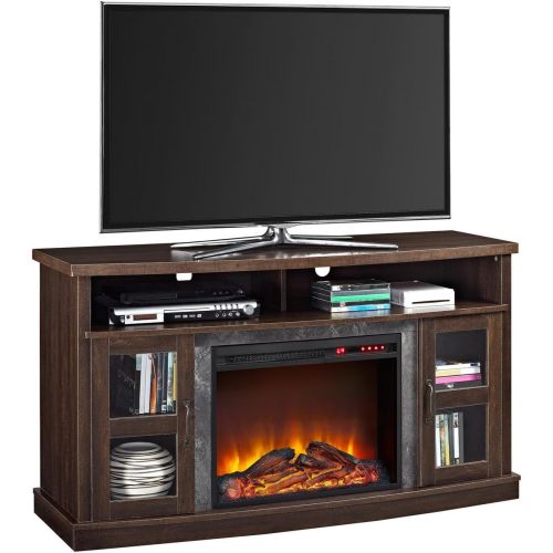  Ameriwood Home Barrow Creek Fireplace Console with Glass Doors for TVs up to 60, Espresso