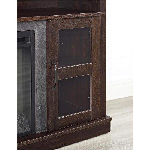  Ameriwood Home Barrow Creek Fireplace Console with Glass Doors for TVs up to 60, Espresso