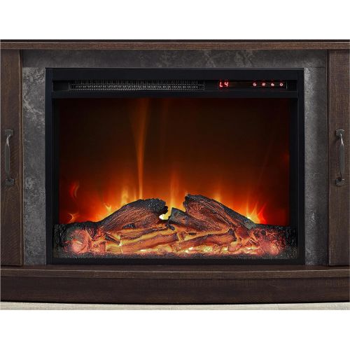  Ameriwood Home Barrow Creek Fireplace Console with Glass Doors for TVs up to 60, Espresso