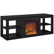 Ameriwood Home Parsons TV Stand with Fireplace, 65, Black