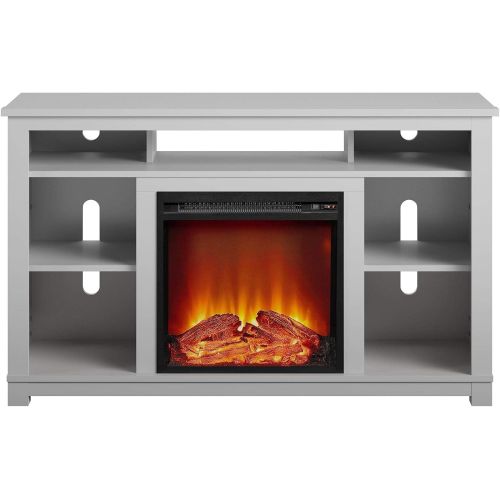  Ameriwood Home Edgewood Fireplace 55, Dove Gray TV Stand