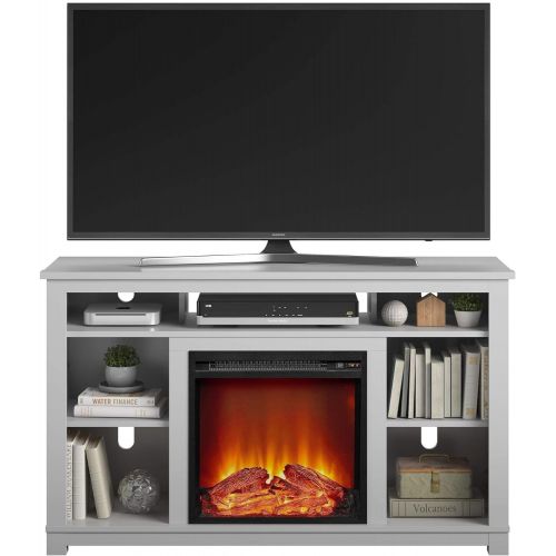  Ameriwood Home Edgewood Fireplace 55, Dove Gray TV Stand