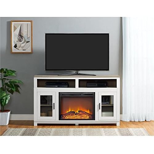  Ameriwood Home Carver Electric Fireplace TV Stand for TVs up to 60 Wide, White