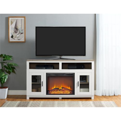  Ameriwood Home Carver Electric Fireplace TV Stand for TVs up to 60 Wide, White