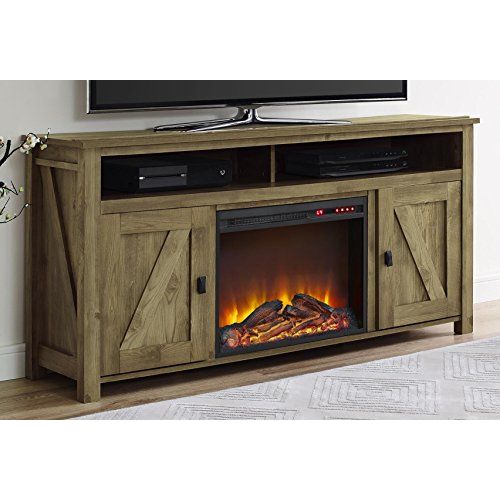  Ameriwood Home Farmington Electric Fireplace TV Console for TVs up to 60, Natural -