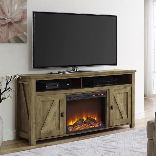  Ameriwood Home Farmington Electric Fireplace TV Console for TVs up to 60, Natural -