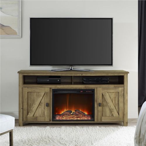  Ameriwood Home Farmington Electric Fireplace TV Console for TVs up to 60, Natural -