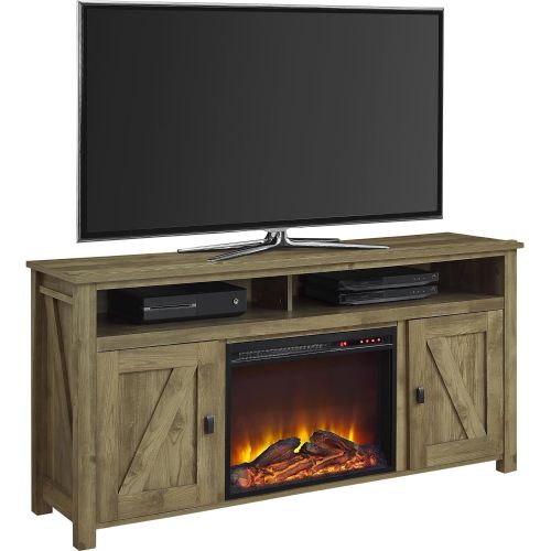  Ameriwood Home Farmington Electric Fireplace TV Console for TVs up to 60, Natural -