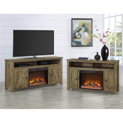  Ameriwood Home Farmington Electric Fireplace TV Console for TVs up to 60, Natural -