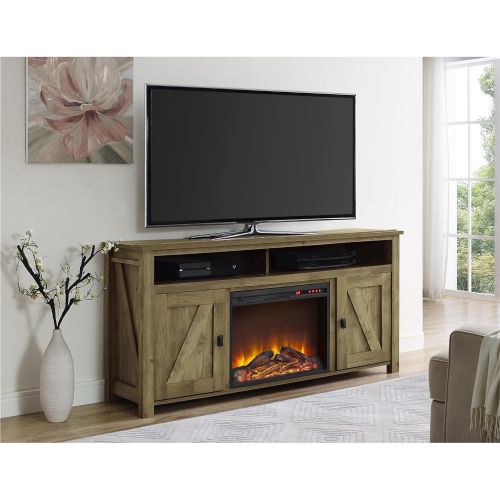  Ameriwood Home Farmington Electric Fireplace TV Console for TVs up to 60, Natural -