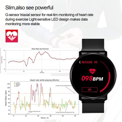  [아마존베스트]Amerzam Smart Watch Smart Band Activity trackerSmartWatch Bracelet for iPhone Android Phones Fitness Tracker Heart Rate Bluetooth Touch Phone Notification SMS Sports Fitness Tracke