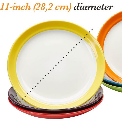  [아마존베스트]Amethya Premium Ceramic Set of 6, Colorful Meal Stoneware (Dinner Plates)