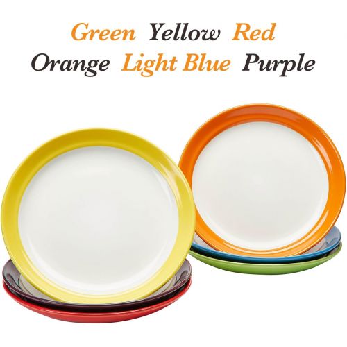  [아마존베스트]Amethya Premium Ceramic Set of 6, Colorful Meal Stoneware (Dinner Plates)