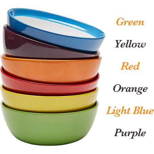  [아마존베스트]Amethya Premium Ceramic Set of 6, Colorful Meal Stoneware (Breakfast Bowls)