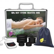 Professional Portable Massage Stone Heater Kit with 16 Therapy Hot Rocks Massage Stones - Bonus Guide E-Book included - by Amethyst Lake