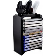 [아마존베스트]Amever-PS4 Storage Tower Holder Stand & Dual Charger Dock for Sony Dualshock 4 Controller/Gamepad Joystick - Playstation 4 Console Controllers Charging Station - Stores 12 Games -