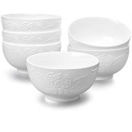 [아마존베스트]AmHomelStore amHomel Embossed Texture Porcelain Round Bowl Set - Durable Porcelain Bowls for Side Dishes, Dessert, Cereal, Ice Cream, Fruit, Dip, 4.5 Inch Diameter, 12 Fluid Ounces - Set of 10,