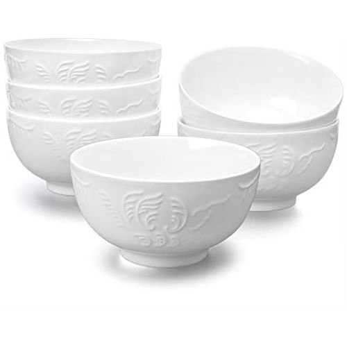  [아마존베스트]AmHomelStore amHomel Embossed Texture Porcelain Round Bowl Set - Durable Porcelain Bowls for Side Dishes, Dessert, Cereal, Ice Cream, Fruit, Dip, 4.5 Inch Diameter, 12 Fluid Ounces - Set of 10,