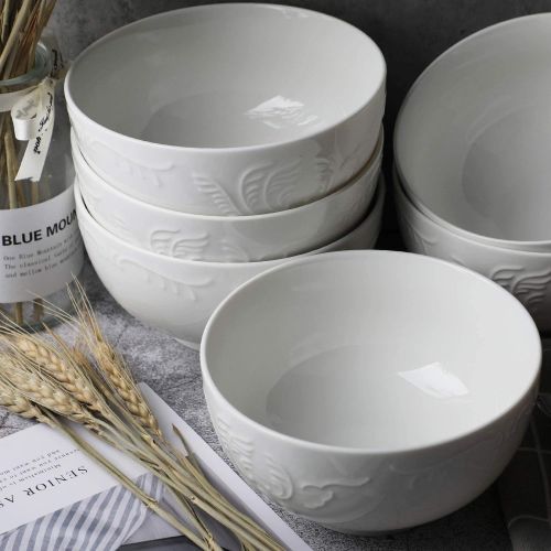  [아마존베스트]AmHomelStore amHomel Embossed Texture Porcelain Round Bowl Set - Durable Porcelain Bowls for Side Dishes, Dessert, Cereal, Ice Cream, Fruit, Dip, 4.5 Inch Diameter, 12 Fluid Ounces - Set of 10,