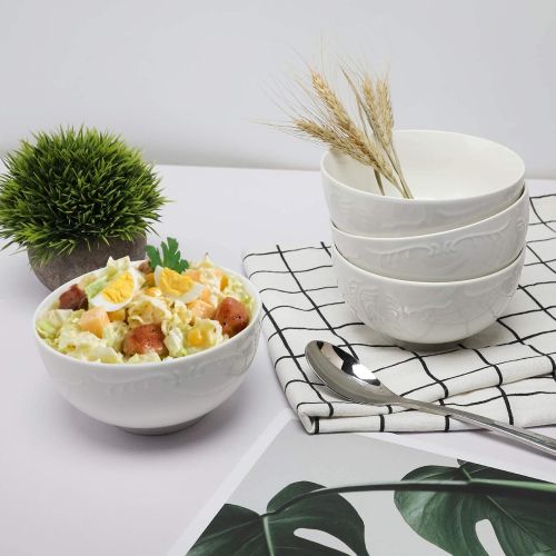  [아마존베스트]AmHomelStore amHomel Embossed Texture Porcelain Round Bowl Set - Durable Porcelain Bowls for Side Dishes, Dessert, Cereal, Ice Cream, Fruit, Dip, 4.5 Inch Diameter, 12 Fluid Ounces - Set of 10,