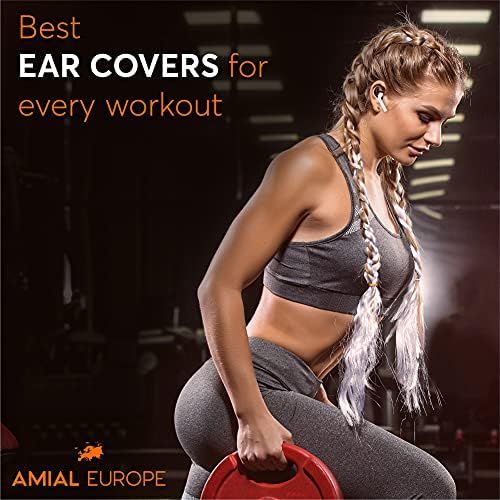  [아마존베스트]Amial Europe - Earhook Eartips with Wings, Compatible with AirPods EarPods Headphones [4 Pairs] Headset, Non-Slip Silicone Soft Earcups (Black)