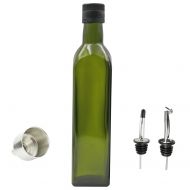 Amian Shop 17 oz Olive Oil Bottle Dark Green Kitchen Olive Oil Dispenser with Oil Dispensing Pour Spouts for Easy Pouring and Funnel for Refilling,Against Sunlight and Leakage-free Oil and Vi