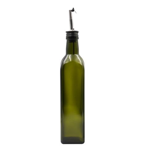  Amian Shop 17 oz Olive Oil Bottle Dark Green Kitchen Olive Oil Dispenser with Oil Dispensing Pour Spouts for Easy Pouring and Funnel for Refilling,Against Sunlight and Leakage-free Oil and Vi