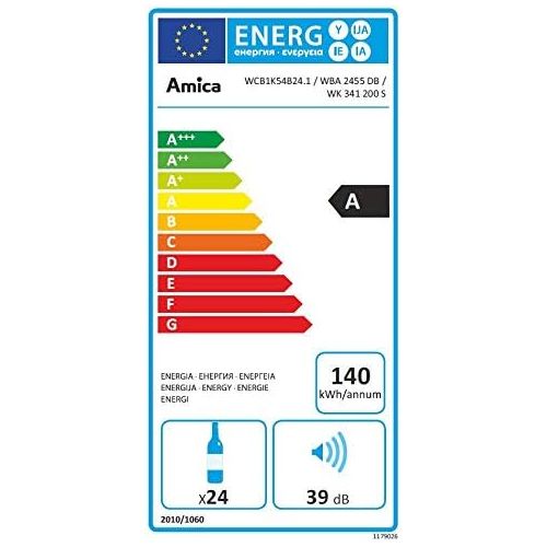  Marke: Amica Amica Weintemperierschrank schwarz fuer 24 Flaschen a 0,75L 5-20°C WK 341 200 S