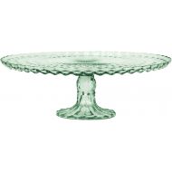 Amici Home Rochester Footed Glass Cake Stand | Round Vintage Style Cake Plate | Serving Platter for Cupcakes, Cookies, Birthday Cake | Dessert Display Stand for Parties, Weddings, and Gift (Green)