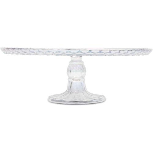  Amici Home Rochester Footed Glass Cake Stand | Round Vintage Style Cake Plate | Serving Platter for Cupcakes, Cookies | Dessert Display Stand for Parties, Weddings, and Gift (Clear Luster)