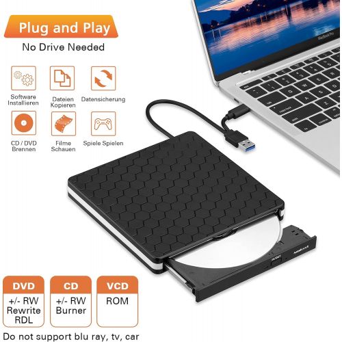  [아마존베스트]External DVD Drive, Amicool USB 3.0 Type-C CD DVD +/-RW Optical Drive USB C Burner Slim CD/DVD ROM Rewriter Writer Reader Portable for PC Laptop Desktop MacBook Mac Windows 7/8.1/1