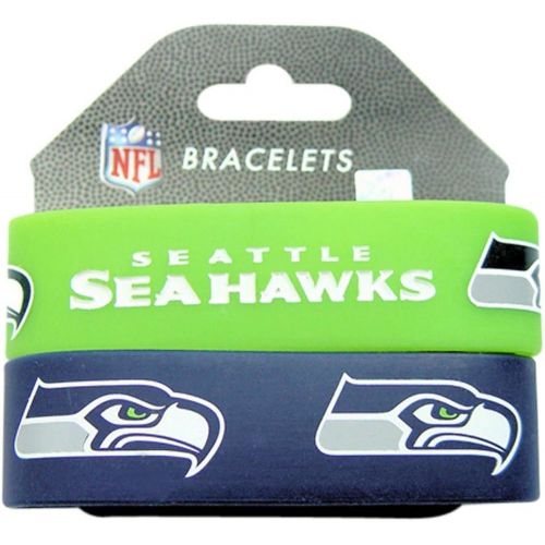  aminco NFL Seattle Seahawks Elastic Rubber Wrist Band (Set of 2), One Size, Multicolor